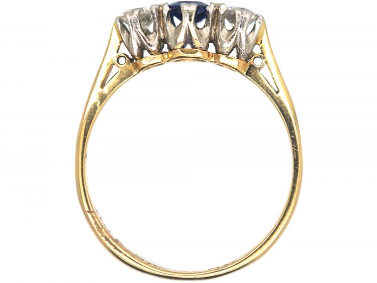 18ct Gold & Platinum, Sapphire & Diamond Three Stone Ring