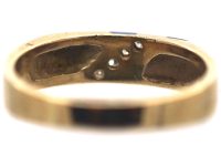 9ct Gold Stripy Blue Enamel & Diamond Ring