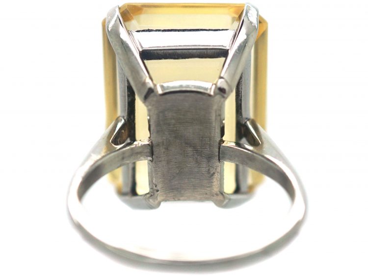 Retro 18ct White Gold & Citrine Ring