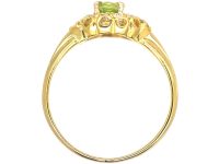 Edwardian 18ct Gold , Peridot & Diamond Cluster Ring