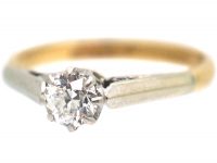 Art Deco 18ct Gold & Platinum, Diamond Solitaire Ring