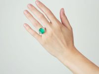 French 18ct Gold, Large Rectangular Emerald & Diamond Ring