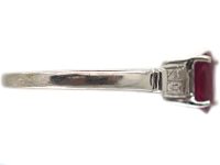 9ct White Gold, Ruby & Diamond Baguette Ring