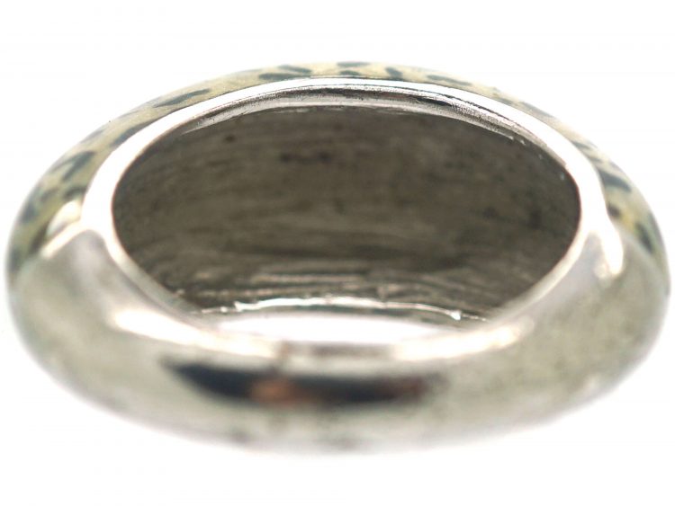 Silver & Leopard Print Enamel Ring
