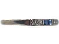 Art Deco 18ct White Gold, Sapphire & Diamond Half Eternity Ring