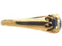 Edwardian 18ct Gold, Three Stone Sapphire & Diamond Ring