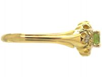 Edwardian 18ct Gold , Peridot & Diamond Cluster Ring
