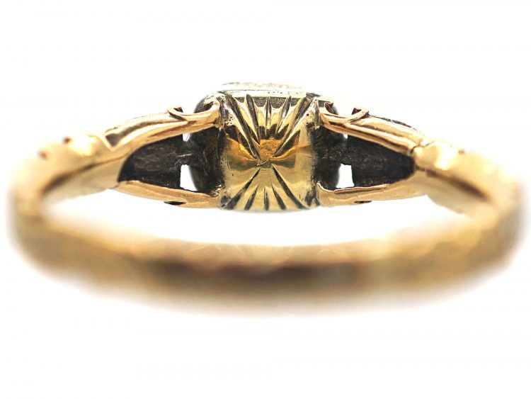 Georgian Rock Crystal & Diamond Mourning Ring Dated 1752