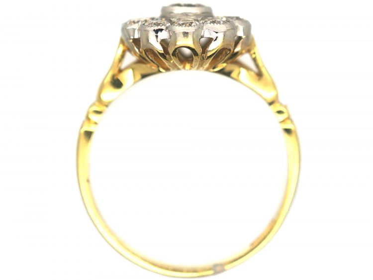 18ct Gold & Platinum, Diamond Daisy Cluster Ring
