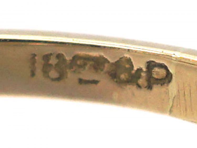 Art Deco 18ct Gold & Platinum, Diamond Solitaire Ring with Diamond Set Leaf Shoulders