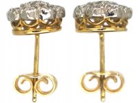 18ct White & Yellow Gold & Diamond Daisy Cluster Earrings