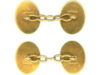 Art Deco 18ct Gold & Platinum Oval Cufflinks with Ripple Design