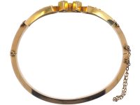 Victorian 15ct Gold, Ruby & Diamond Bangle with Horseshoe Motif