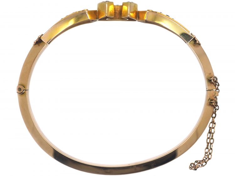 Victorian 15ct Gold, Ruby & Diamond Bangle with Horseshoe Motif