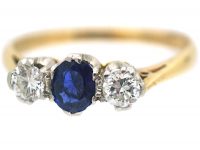 18ct Gold & Platinum, Sapphire & Diamond Three Stone Ring