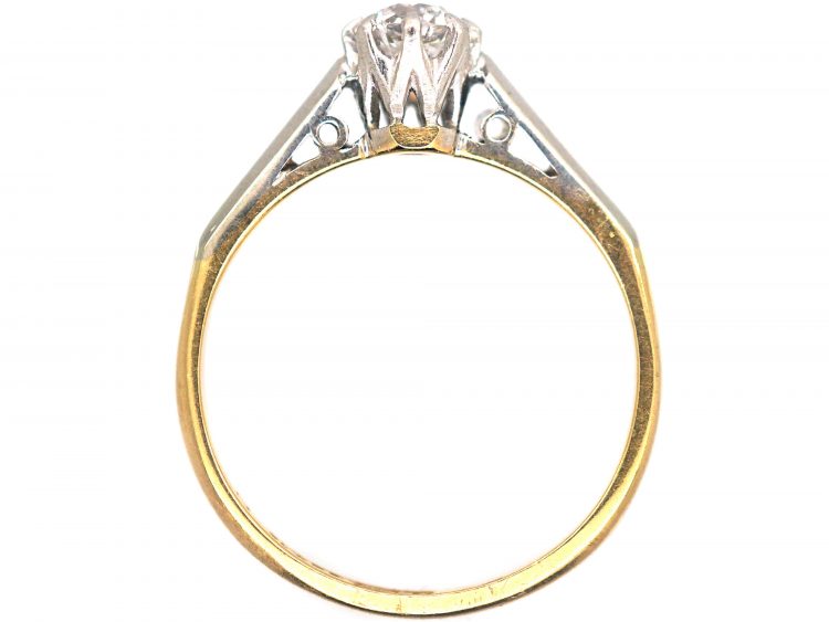 Art Deco 18ct Gold & Platinum, Diamond Solitaire Ring