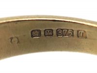 9ct Gold Stripy Blue Enamel & Diamond Ring