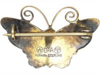 Silver & Yellow Enamel Butterfly Brooch by David Andersen
