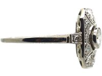 Art Deco 18ct White Gold Rectangular Shaped Ring set with Diamonds