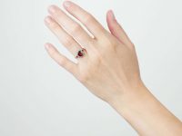 Victorian 14ct Gold, Garnet & Diamond Oval Cluster Ring