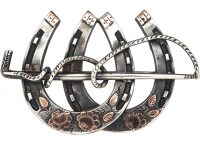Victorian Silver & Gold Overlay Double Horseshoe Brooch