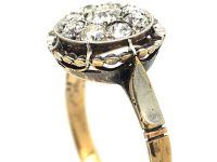 Art Deco French 18ct Gold & Platinum, Diamond Cluster Ring with Pie Crust Border