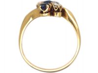 Edwardian 18ct Gold, Sapphire & Diamond Crossover Ring