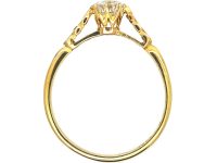 Art Deco 18ct Gold & Platinum, Diamond Solitaire Ring with Diamond Set Shoulders