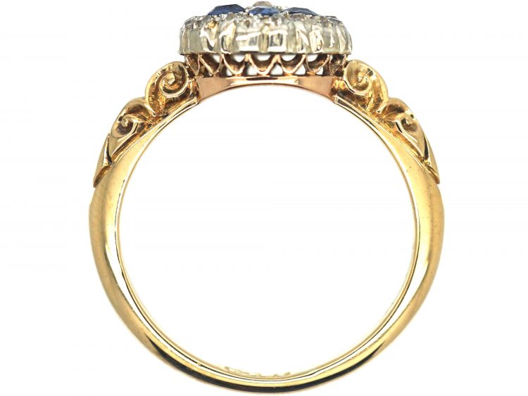 Edwardian 18ct Gold, Sapphire & Diamond Cluster Ring