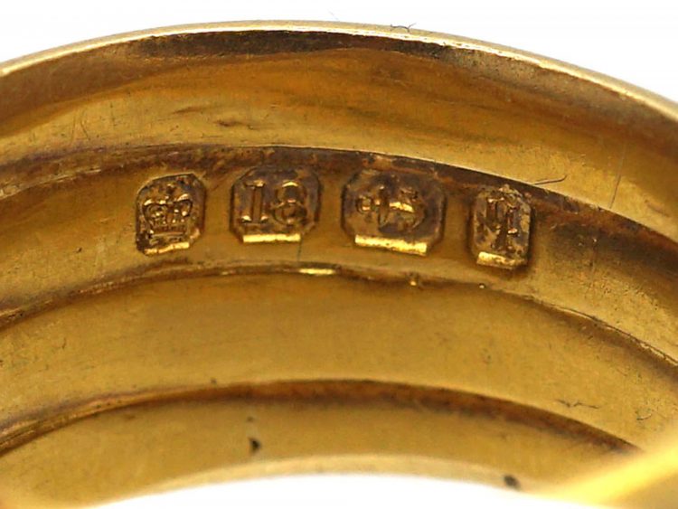 Victorian 18ct Gold Snake Ring with a Diamond in his Head