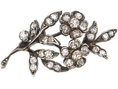 Regency Small Diamond Flower Spray Brooch set with Diamonds