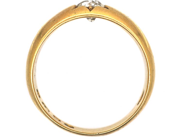 Victorian 18ct Gold & Diamond Solitaire Gypsy Ring