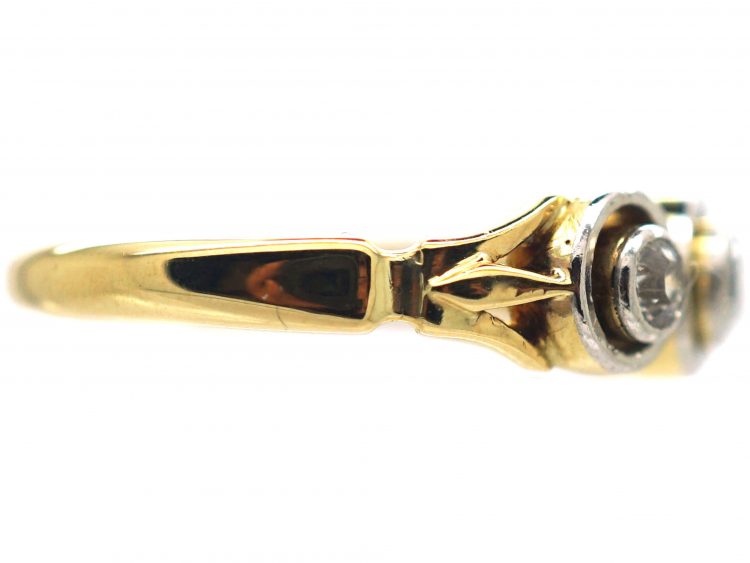 Art Deco 18ct Gold & Platinum, Three Stone Diamond Ring