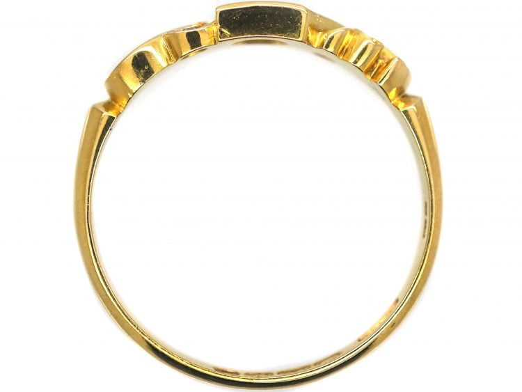 Edwardian 18ct Gold, Sapphire & Diamond Gypsy Scroll Design Ring