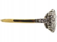 Edwardian 18ct Gold & Platinum Diamond Cluster Ring with Diamond Set Shoulders