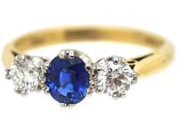 18ct Gold, Sapphire & Diamond Three Stone Ring