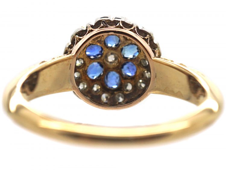 Edwardian 18ct Gold, Sapphire & Diamond Cluster Ring
