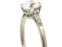 Art Deco Diamond Solitaire Ring with Diamond Set Shoulders