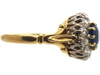 18ct Gold, Royal Blue Sapphire & Diamond Cluster Ring