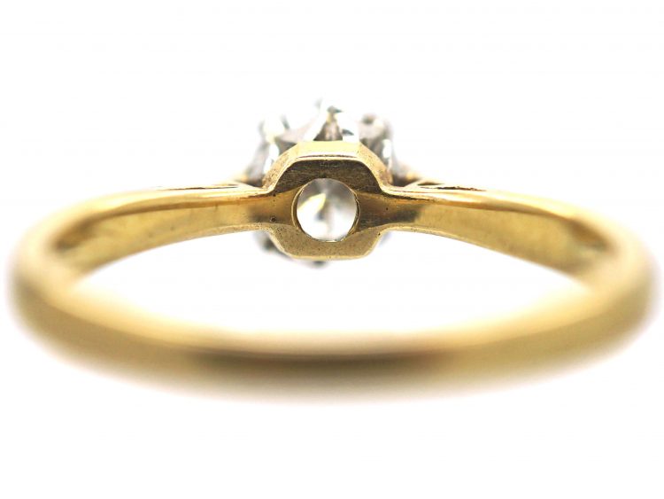 Art Deco 18ct Gold & Platinum, Diamond Solitaire Ring