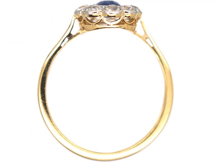Edwardian 18ct Gold & Platinum, Sapphire & Diamond Cluster Ring