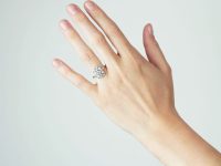 Art Deco 18ct White Gold Rectangular Shaped Ring set with Diamonds