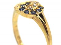 Edwardian 18ct Gold, Interlocking Circles Ring set with Sapphires & Diamonds
