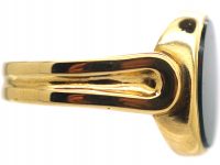 Victorian 18ct Gold & Bloodstone Signet Ring with Fluted Shank by Charles Green