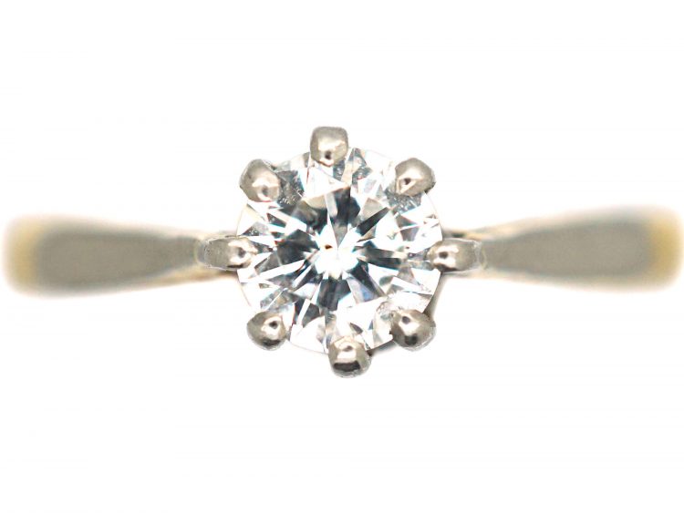 Art Deco 18ct Gold & Platinum, Diamond Solitaire Ring