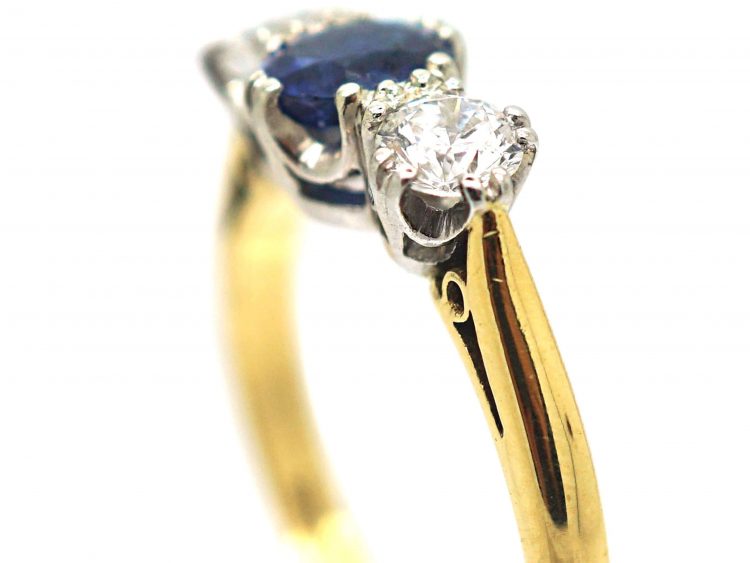 18ct Gold, Sapphire & Diamond Three Stone Ring