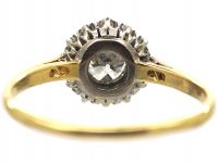 Edwardian 18ct Gold & Platinum Diamond Cluster Ring with Diamond Set Shoulders