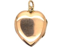 Edwardian 9ct Gold Back & Front Heart Shaped Locket with Engraved Front