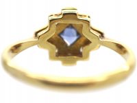 Art Deco 18ct Gold & Platinum, Sapphire & Diamond Geometric Ring