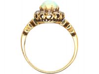 Edwardian 18ct Gold, Opal & Rose Diamond Cluster Ring